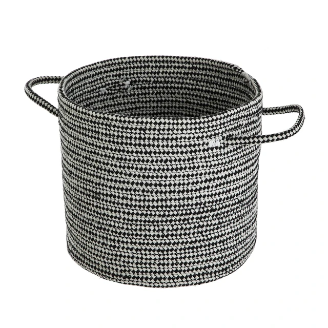 Alt view image 5 of 6 - Mainstays Round Black and White Cotton Rope Decorative Storage Basket with Handles