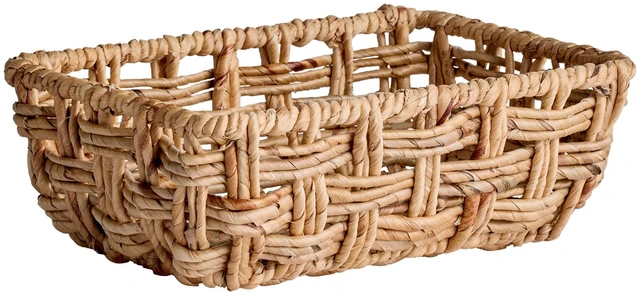 Main image of Better Homes & Gardens Water Hyacinth Rectangle Modern Open Weave Basket, Medium