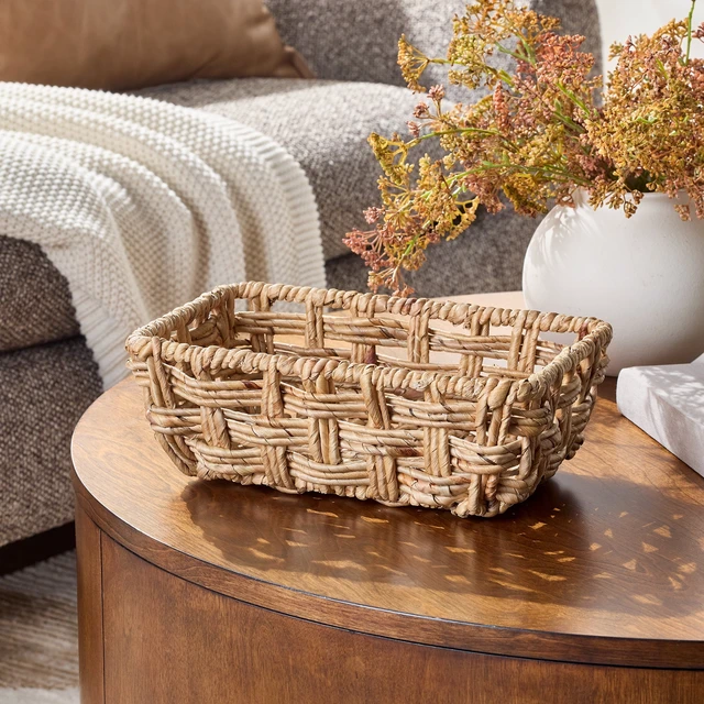 Alt view image 3 of 4 - Better Homes & Gardens Water Hyacinth Rectangle Modern Open Weave Basket, Medium