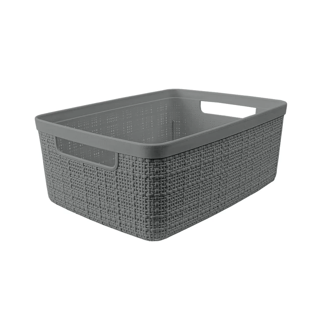 Alt view image 5 of 6 - Curver Set of 6 Jute and Resin Small Storage Basket Bin, Grey