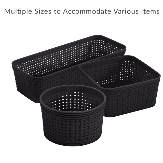 Alt view image 4 of 5 - Simplify 6-Pack Multi-Sized Plastic Storage Basket Set, Black