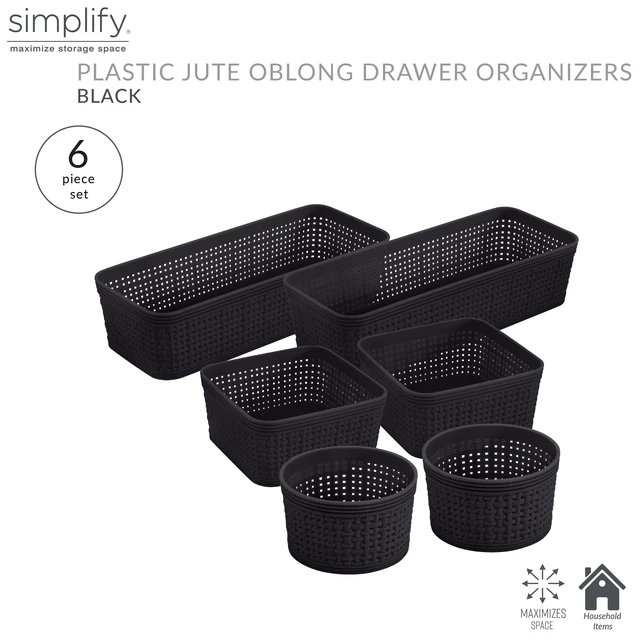 Alt view image 2 of 5 - Simplify 6-Pack Multi-Sized Plastic Storage Basket Set, Black