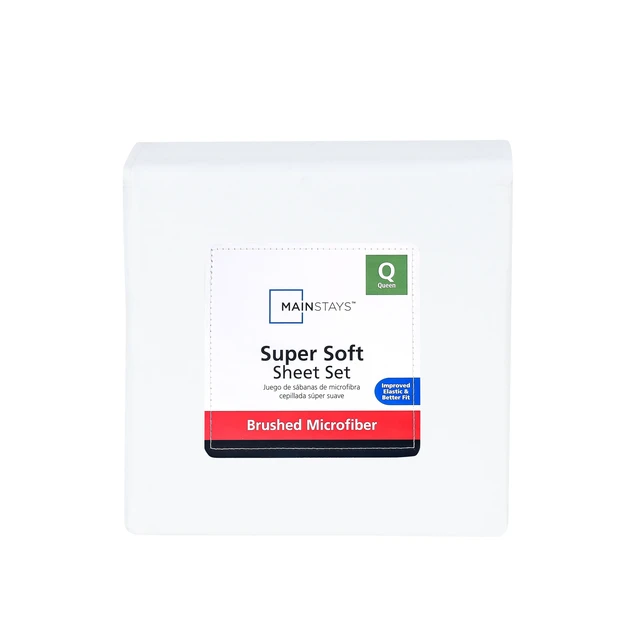 Alt view image 5 of 6 - Mainstays Super Soft Brushed Microfiber Bed Sheet Set, Arctic White, Queen, 4 Piece
