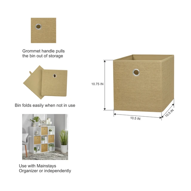 Alt view image 2 of 6 - Mainstays Collapsible Fabric Cube Storage Bin, Natural Woven (2 Pack)