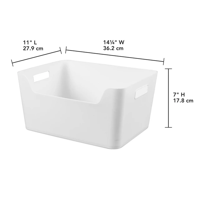 Alt view image 6 of 6 - Mainstays X-Large Easy Access Bin, 3 Pack, Open Plastic Storage Bin with Scoop Front, White