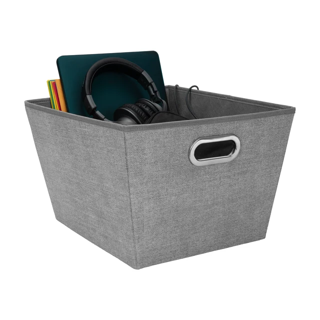 Alt view image 2 of 5 - Simplify Large Grommet Storage Bin Basket, Heather Grey, Nonwoven