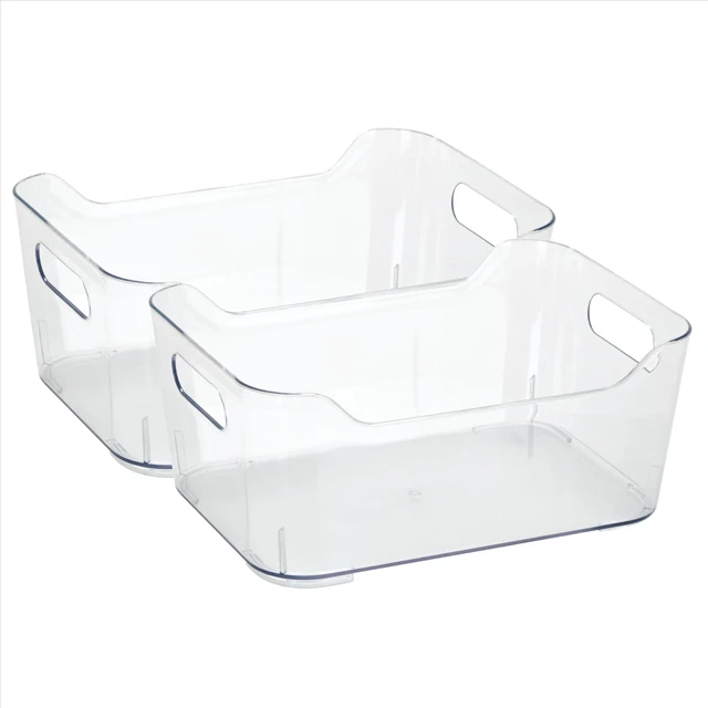 Main image of Simplify Built-in-Handles Plastic Storage Basket, 2 Pack, Clear