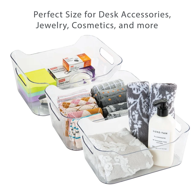 Alt view image 6 of 6 - Simplify Built-in-Handles Plastic Storage Basket, 2 Pack, Clear
