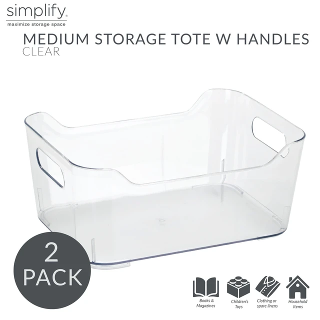 Alt view image 5 of 6 - Simplify Built-in-Handles Plastic Storage Basket, 2 Pack, Clear