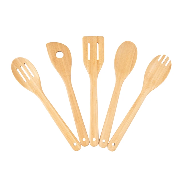 Alt view image 4 of 6 - Mainstays 5-Piece Bamboo Cooking Utensil Set