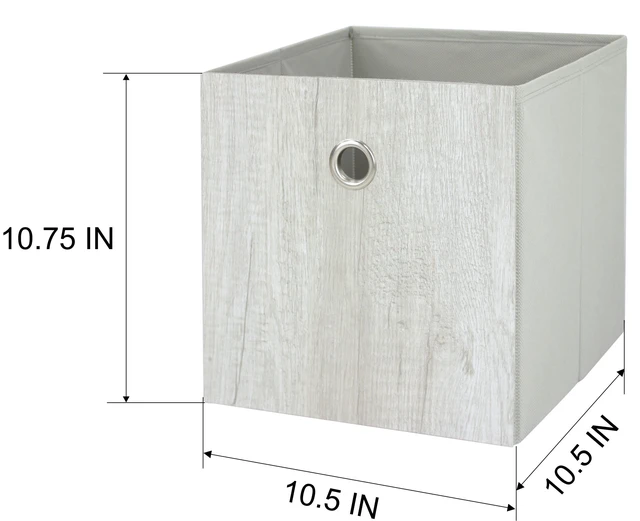 Alt view image 2 of 6 - 2-Pack Mainstays Collapsible Fabric Cube Storage Bin, Grey Wood Grain