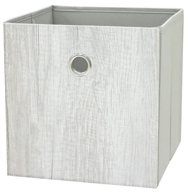 Alt view image 5 of 6 - 2-Pack Mainstays Collapsible Fabric Cube Storage Bin, Grey Wood Grain