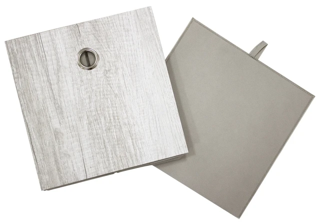 Alt view image 3 of 6 - 2-Pack Mainstays Collapsible Fabric Cube Storage Bin, Grey Wood Grain