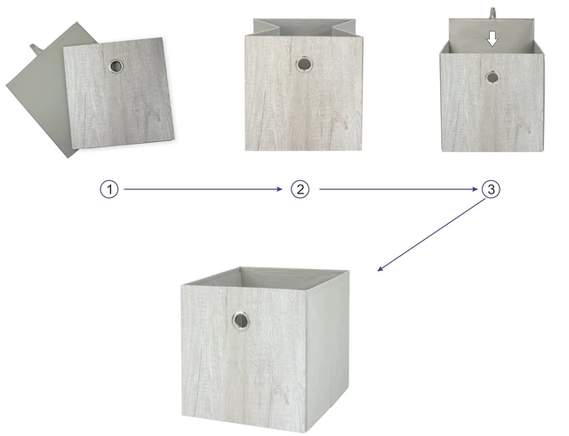 Alt view image 4 of 6 - 2-Pack Mainstays Collapsible Fabric Cube Storage Bin, Grey Wood Grain