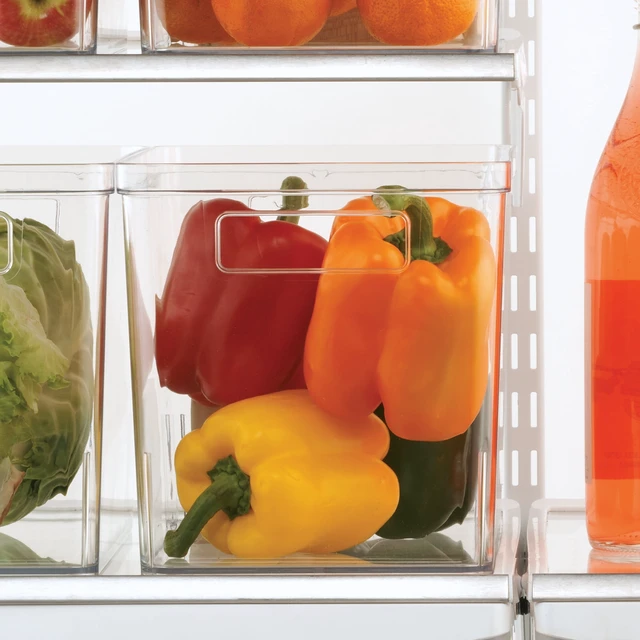 Alt view image 6 of 6 - Mainstays Large Deep Clear Plastic Pantry Storage Bin Organizer with Handles, 12in x 7.5in x 8in