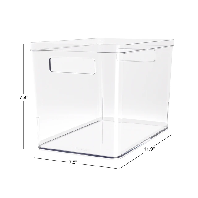 Alt view image 2 of 6 - Mainstays Large Deep Clear Plastic Pantry Storage Bin Organizer with Handles, 12in x 7.5in x 8in