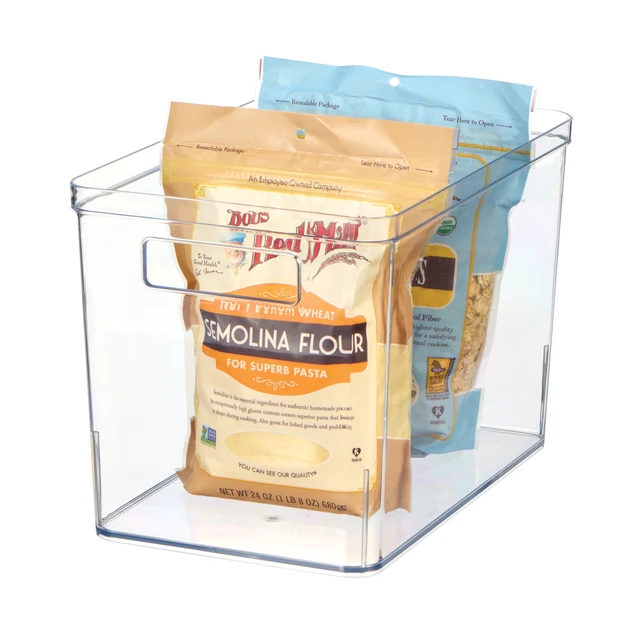 Alt view image 3 of 6 - Mainstays Large Deep Clear Plastic Pantry Storage Bin Organizer with Handles, 12in x 7.5in x 8in