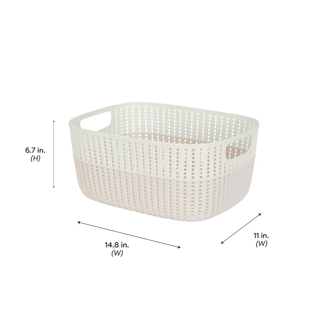 Alt view image 5 of 5 - Simplify Large 2-Tone Plastic Decorative Storage Basket, Ivory