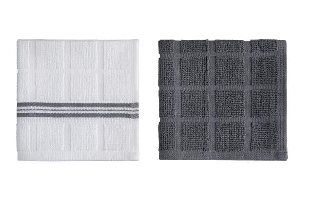Alt view image 6 of 6 - Mainstays 4 Pack Cotton Dishcloths 12"x12" Gray & White Stripe