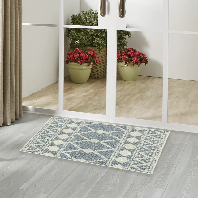 Alt view image 6 of 6 - Mainstays Traditional Blue Diamond Indoor Accent Rug, 1ft8in x 2ft10in