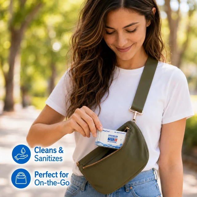 Alt view image 3 of 6 - MagiCare Mini Travel Hand Wipes Alcohol Sanitizing