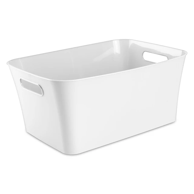Alt view image 3 of 6 - Mainstays Large Open Plastic Storage Bin with Handles, 3 Pack, White