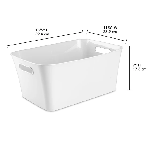 Alt view image 6 of 6 - Mainstays Large Open Plastic Storage Bin with Handles, 3 Pack, White
