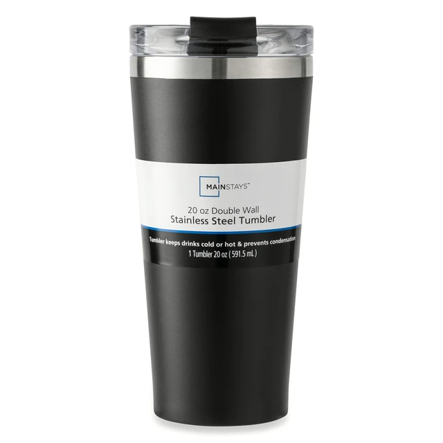 Alt view image 5 of 6 - Mainstays 20oz Stainless Steel Tumbler, Black