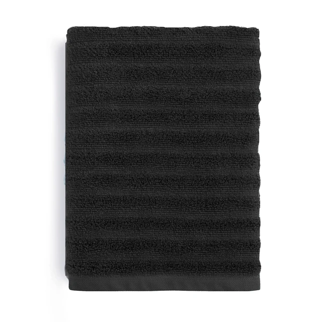 Alt view image 6 of 6 - Mainstays Performance Textured Bath Towel 2 Pack Black 54 x 30Inch