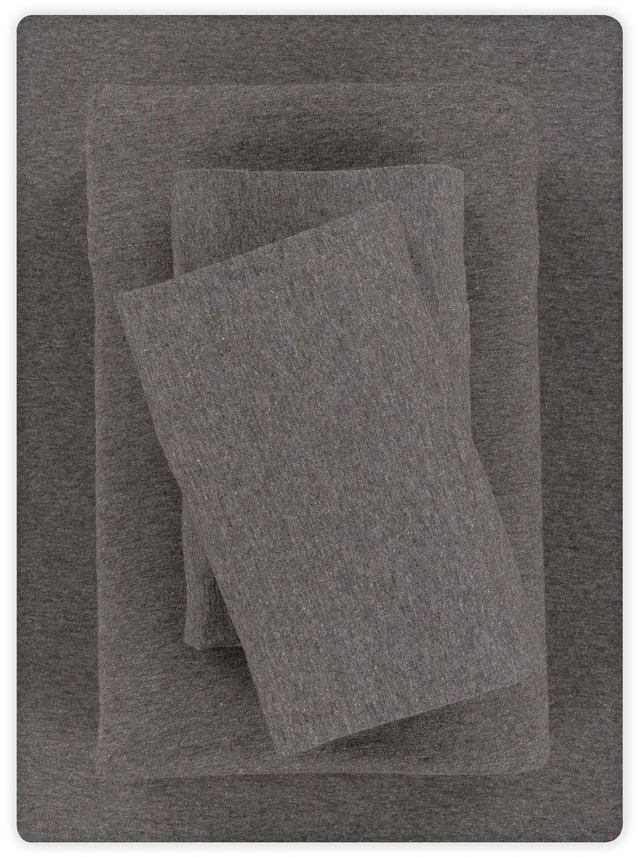 Main image of Mainstays Cotton-Rich Extra Soft Jersey Queen Bed Sheet Set, Charcoal, 4 Pieces