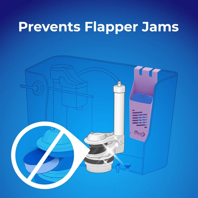 Alt view image 2 of 6 - Toilet Tank Tablet Holder with Blue Toilet Bowl Tablets, 8.97 x 3.22 x 2.25Inch - Prevents Flapper Jams & Residue, Extends Life of Drop-In Cleaner Tablets (1+2)