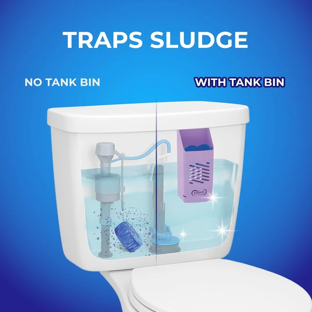 Alt view image 3 of 6 - Toilet Tank Tablet Holder with Blue Toilet Bowl Tablets, 8.97 x 3.22 x 2.25Inch - Prevents Flapper Jams & Residue, Extends Life of Drop-In Cleaner Tablets (1+2)