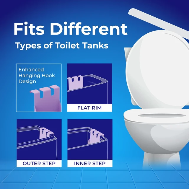 Alt view image 5 of 6 - Toilet Tank Tablet Holder with Blue Toilet Bowl Tablets, 8.97 x 3.22 x 2.25Inch - Prevents Flapper Jams & Residue, Extends Life of Drop-In Cleaner Tablets (1+2)