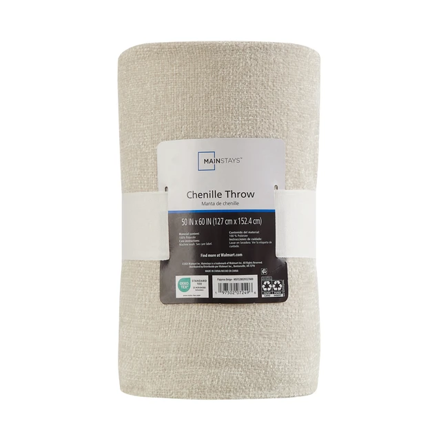 Alt view image 5 of 6 - Mainstays Cozy Chenille Throw, Papyrus Beige, 50in x 60in