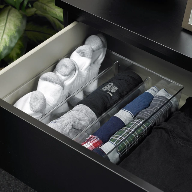 Main image of Mainstays 3-Pack Clear Plastic Drawer Organizer Divided Compartment Set