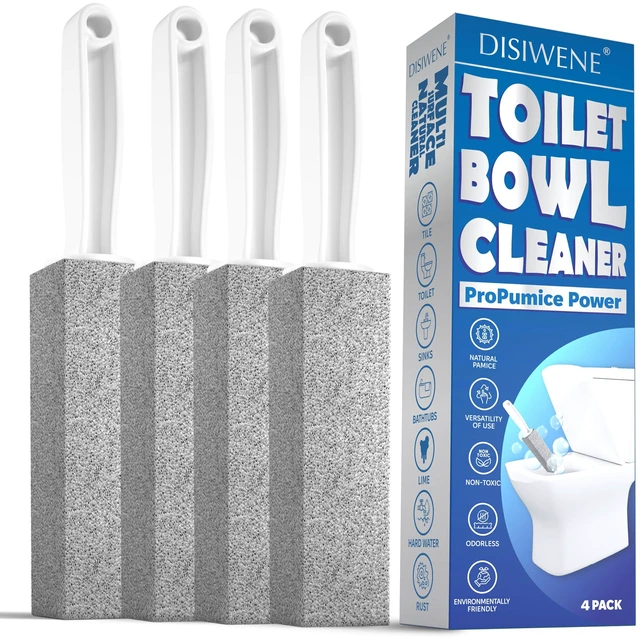 Main image of Disiwene Pumice Cleaning Stone with Handle Toilet Bowl Cleaner Hard Water Ring Remover 4 Pack for Bath, Pool, Kitchen, Household Cleaning
