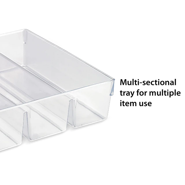 Alt view image 3 of 6 - Mainstays 3-Pack Clear Plastic Drawer Organizer Divided Compartment Set