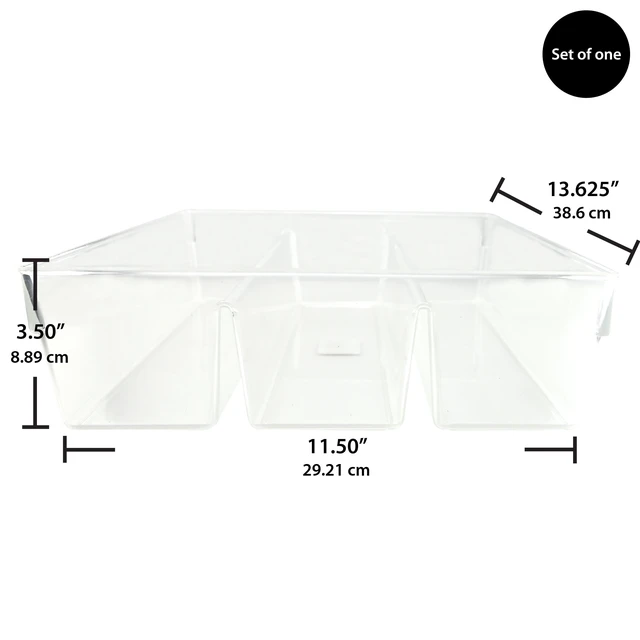 Alt view image 2 of 6 - Mainstays 3-Pack Clear Plastic Drawer Organizer Divided Compartment Set