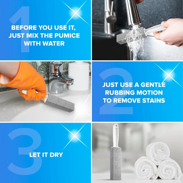 Alt view image 6 of 7 - Disiwene Pumice Cleaning Stone with Handle Toilet Bowl Cleaner Hard Water Ring Remover 4 Pack for Bath, Pool, Kitchen, Household Cleaning