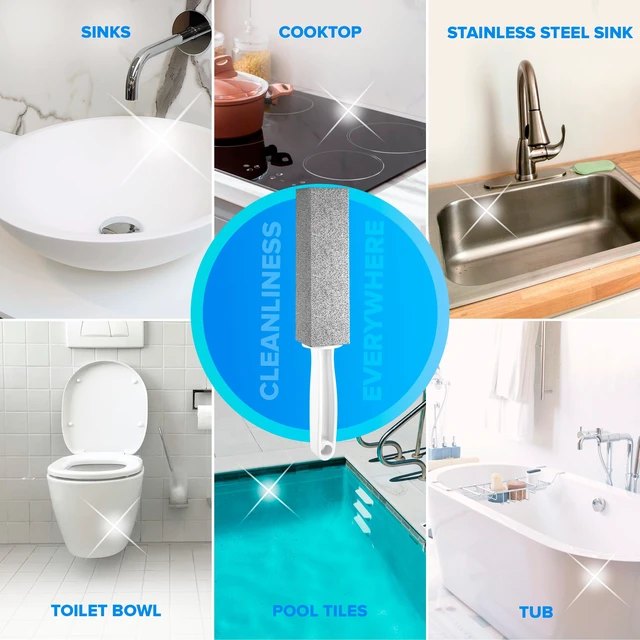 Alt view image 7 of 7 - Disiwene Pumice Cleaning Stone with Handle Toilet Bowl Cleaner Hard Water Ring Remover 4 Pack for Bath, Pool, Kitchen, Household Cleaning