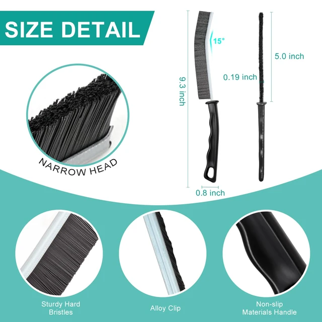 Alt view image 5 of 6 - 5 Pack Hard Bristle Crevice Cleaning Brush, Multifunctional Gap Scrub Brush for Kitchen, Bathroom, Window, Faucets, Toilet