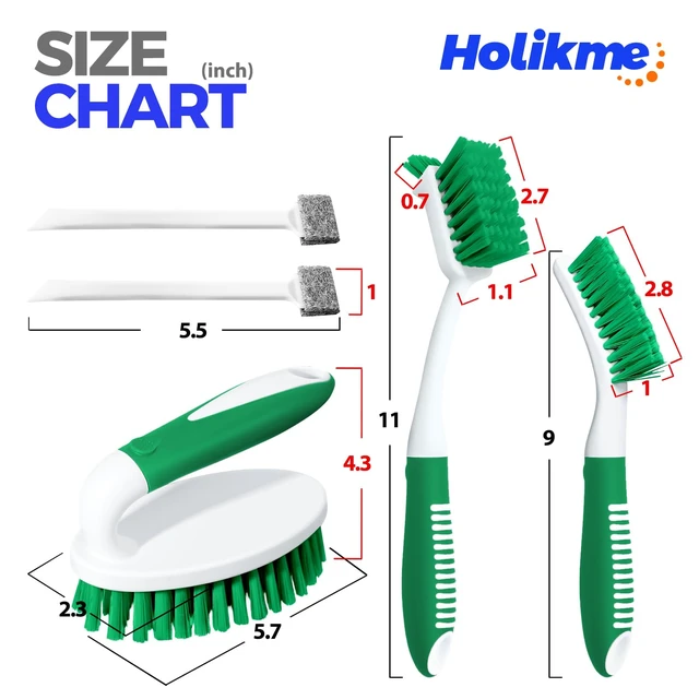 Alt view image 6 of 6 - Holikme 5 Pack Cleaning Scrub Brushes for Floor, Green