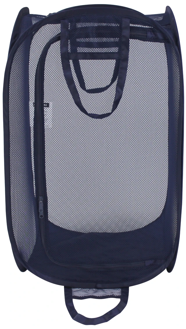 Alt view image 2 of 6 - Mainstays Blue Two-Way Pop-Up Mesh Laundry Hamper with Heavy Duty Handles