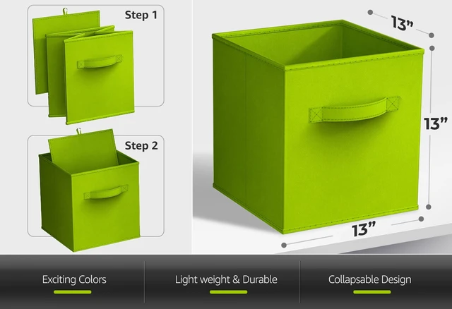 Alt view image 2 of 4 - Sorbus 13" Foldable Fabric Storage Cube Bin, Green