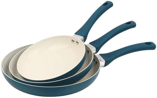 Main image of Mainstays Aluminum Nonstick Ceramic 3-Piece Frypan Set, Blue