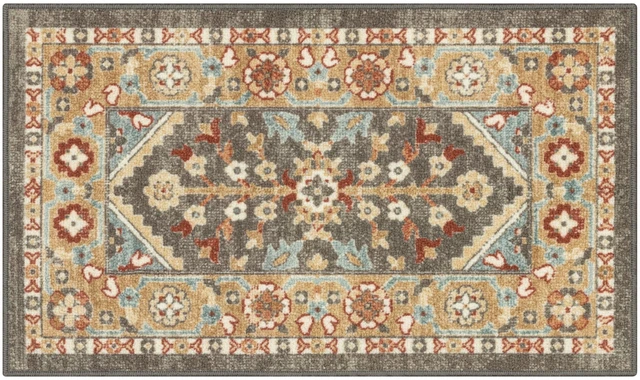 Main image of Mainstays Persian Border Medallion Loop Print Rust Brown Indoor Accent Rug, 1'8"x2'10"