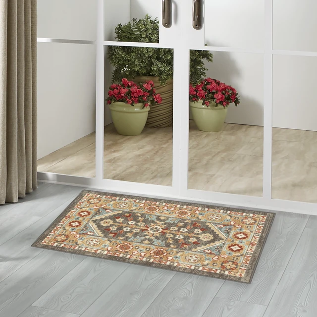 Alt view image 5 of 6 - Mainstays Persian Border Medallion Loop Print Rust Brown Indoor Accent Rug, 1'8"x2'10"