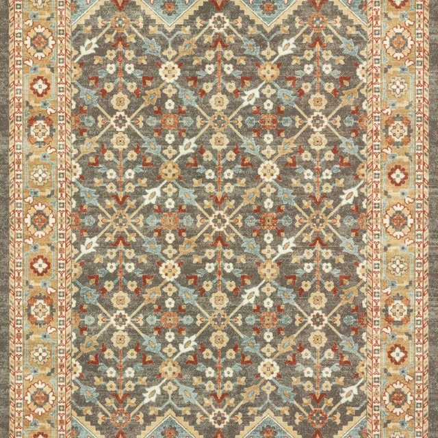 Alt view image 4 of 6 - Mainstays Persian Border Medallion Loop Print Rust Brown Indoor Accent Rug, 1'8"x2'10"