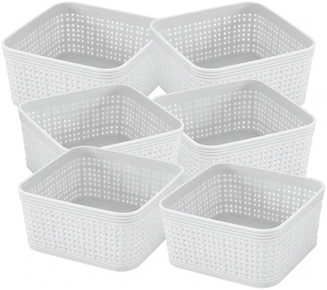 Main image of Simplify 6-Pack Plastic Organizing Storage Basket Set, White