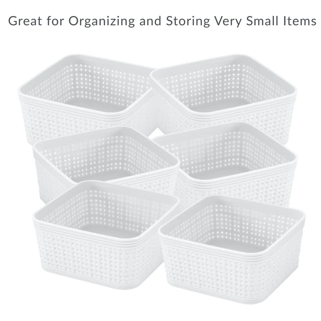 Alt view image 3 of 5 - Simplify 6-Pack Plastic Organizing Storage Basket Set, White